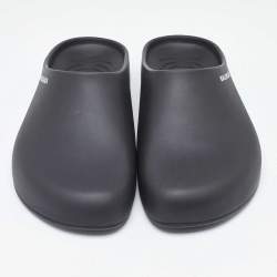 Balenciaga Black Rubber Flat Mules Size 42
