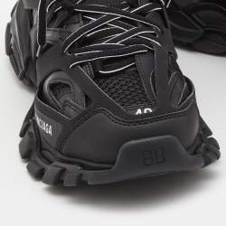Pre Owned Balenciaga Black Mesh and Faux Leather Track Hike High Top Sneakers Size 40