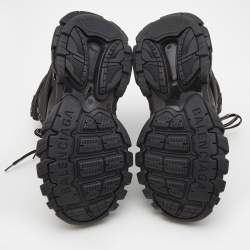 Pre Owned Balenciaga Black Mesh and Faux Leather Track Hike High Top Sneakers Size 40