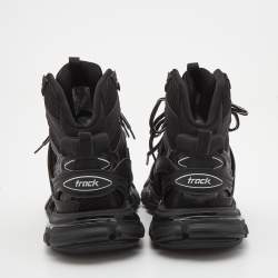 Pre Owned Balenciaga Black Mesh and Faux Leather Track Hike High Top Sneakers Size 40