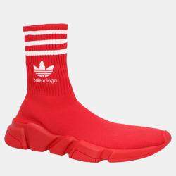 Balenciaga x Adidas Red Knit Fabric Speed Trainer Sock High Top Sneakers EU 39