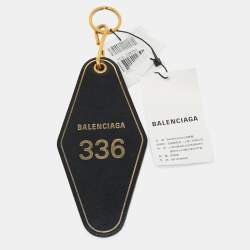 Balenciaga Black Leather Hotel Diamond Key Ring