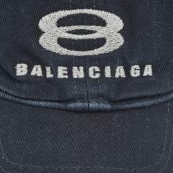 Balenciaga Navy Blue Cotton Unity Snowboard Logo Cap L