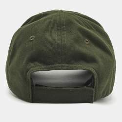 Pre Owned Balenciaga Green Logo Embroidered Cotton Baseball Cap L