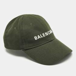 Pre Owned Balenciaga Green Logo Embroidered Cotton Baseball Cap L