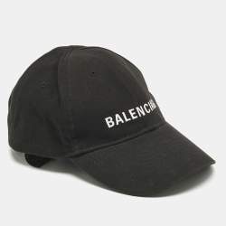Pre Owned Balenciaga Black Logo Embroidered Cotton Baseball Cap L