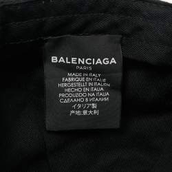 Pre Owned Balenciaga Black Logo All-Over Cotton Baseball Cap L