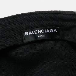 Pre Owned Balenciaga Black Logo All-Over Cotton Baseball Cap L