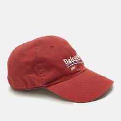 Pre Owned Balenciaga Red Campaign Embroidered Cotton Cap L