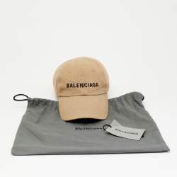 مملوكة مسبقًا قبعة بيسبول قطن مطرز بشعار بالنسياغا بيج حجم كبير