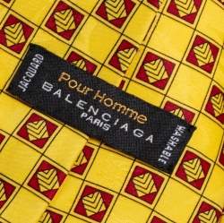 Pre Owned Balenciaga Vintage Yellow Jacquard Traditional Tie 