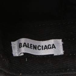 Pre Owned Balenciaga Black Cotton BB Baseball Cap L