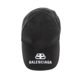 Pre Owned Balenciaga Black Cotton BB Baseball Cap L