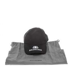 Pre Owned Balenciaga Black Cotton BB Baseball Cap L