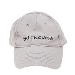 Pre Owned Balenciaga Grey Logo Embroidered Cotton Baseball Cap L