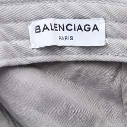 Pre Owned Balenciaga Grey Logo Embroidered Cotton Baseball Cap L