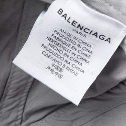 Pre Owned Balenciaga Grey Logo Embroidered Cotton Baseball Cap L