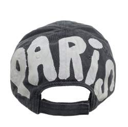 Pre Owned Balenciaga Grey Organic Cotton BB Sprayed Baseball Cap L