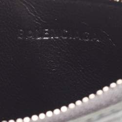 Pre Owned Balenciaga Dark Grey Crocodile Embossed Leather Card Holder Lanyard 