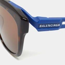 Pre Owned Balenciaga Brown/Blue BB0025S Aviator Sunglasses