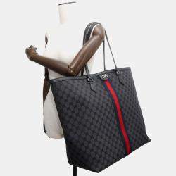 Balenciaga x Gucci Black Canvas Leather The Hacker Large Tote Bag