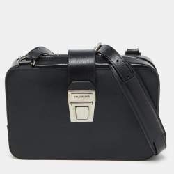 Balenciaga Black Leather Tuck-lock Shoulder Bag