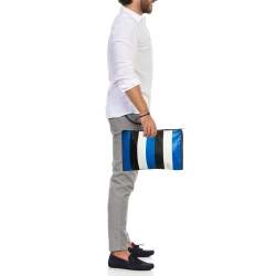 Balenciaga Tricolor Leather Stripe Bazar Pouch
