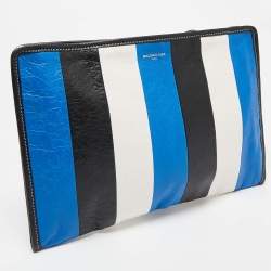 Balenciaga Tricolor Leather Stripe Bazar Pouch