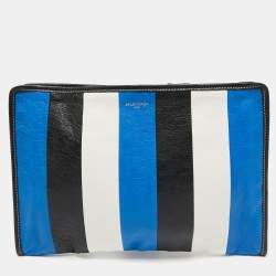 Balenciaga Tricolor Leather Stripe Bazar Pouch