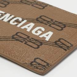 Balenciaga Brown BB Monogram Canvas Lanyard Card Holder