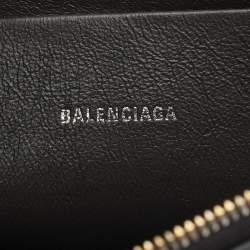 Balenciaga Grey Croc Embossed Leather Flat Zip Pouch