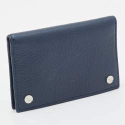 Balenciaga Navy Blue Leather Flap Card Case