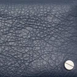 Balenciaga Navy Blue Leather Flap Card Case