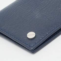 Balenciaga Navy Blue Leather Flap Card Case
