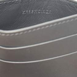 Balenciaga Dark Grey Leather Logo Card Case
