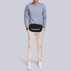 Pre Owned Balenciaga Black Nylon Logo Belt Bag