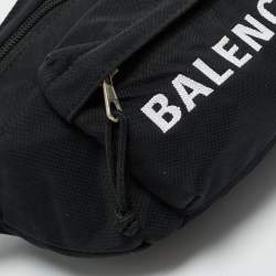 Pre Owned Balenciaga Black Nylon Logo Belt Bag