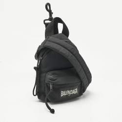 Pre Owned Balenciaga Black Nylon Mini Crossbody Bag
