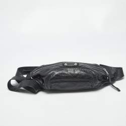 Pre Owned Balenciaga Black Glossy Leather Neo Lift Sling Belt Bag