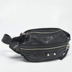 Pre Owned Balenciaga Black Glossy Leather Neo Lift Sling Belt Bag