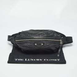 Pre Owned Balenciaga Black Glossy Leather Neo Lift Sling Belt Bag
