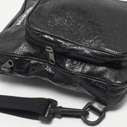 Pre Owned Balenciaga Black Leather Explorer Crossbody Bag