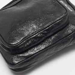 Pre Owned Balenciaga Black Leather Explorer Crossbody Bag