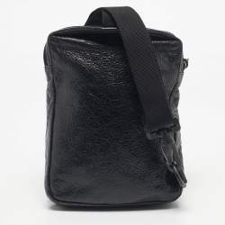 Pre Owned Balenciaga Black Leather Explorer Crossbody Bag