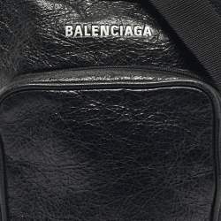 Pre Owned Balenciaga Black Leather Explorer Crossbody Bag