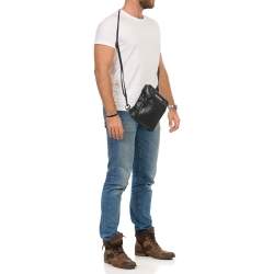Pre Owned Balenciaga Black Leather Explorer Crossbody Bag