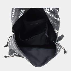 Pre Owned Balenciaga Black Canvas Signature Logo-Printed Backpack