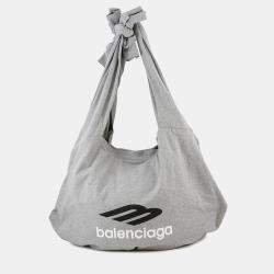 Pre Owned Balenciaga New Jersey Hobo Cool Tote Bag Gray Cotton