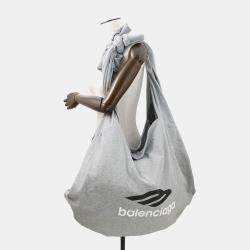 Pre Owned Balenciaga New Jersey Hobo Cool Tote Bag Gray Cotton