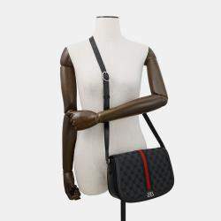 مملوكة مسبقًا حقيبة كتف بالينسياغا غوتشي بالينسياغا ذا هاكر بروجكت أوفيديا قماش جلدي أسود